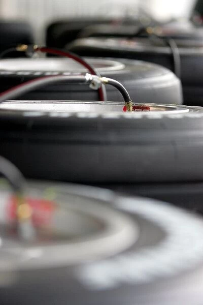 Formula One Testing: Ferrari Bridgestone tyres are inflated
