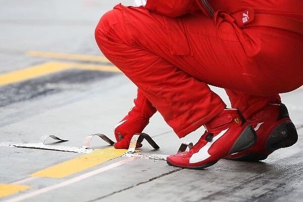 Formula One Testing: Ferrari pit earthing strips