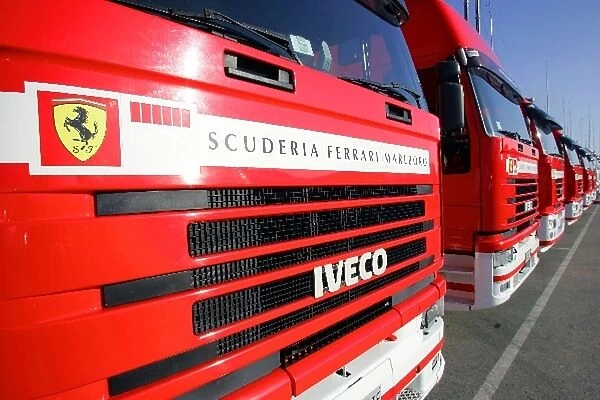 Formula One Testing: Ferrari transporters