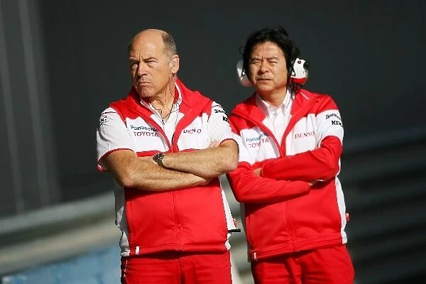 Formula One Testing: Gerd Pfeiffer Toyota Test Team Manager and Norotoshi Arai Toyota Director of Technical Co-Ordination
