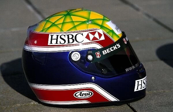 Formula One Testing: The helmet of 2003 Jaguar driver Mark Webber