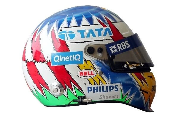 Formula One Testing: The helmet of Alex Wurz Williams