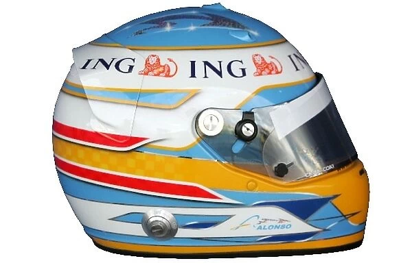 Formula One Testing: The Helmet of Fernando Alonso Renault