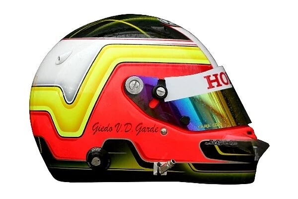 Formula One Testing: The helmet of Giedo Van Der Garde Super Aguri F1 Team