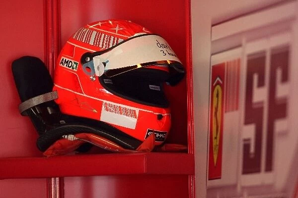 Formula One Testing: Helmet of Michael Schumacher Ferrari