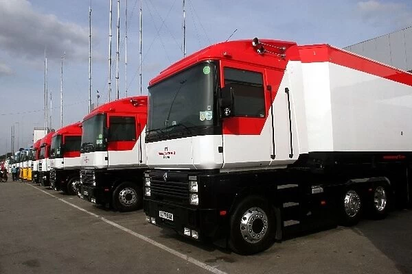 Formula One Testing: Honda F1 Racing trucks