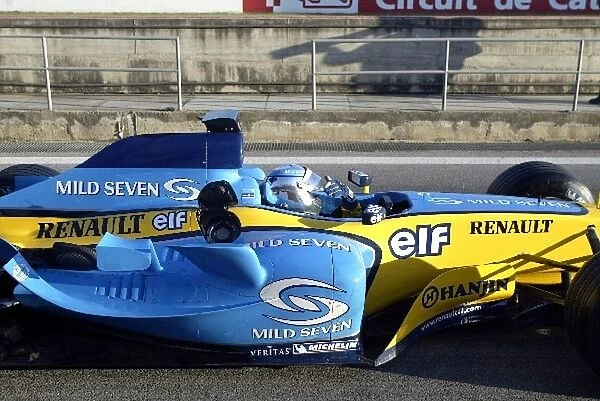 Formula One Testing: Jarno Trulli Renault R24 stalls at the end of the pitlane