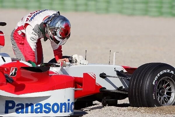 Formula One Testing: Jarno Trulli Toyota TF106 in the gravel