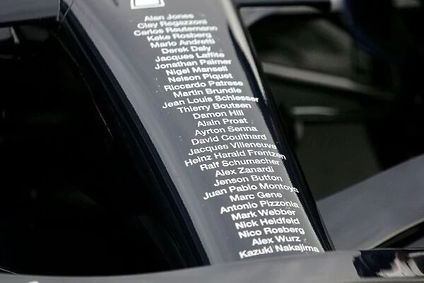 Formula One Testing: A list of Williams F1 Drivers on the nosecone of Kazuki Nakajima Williams FW30