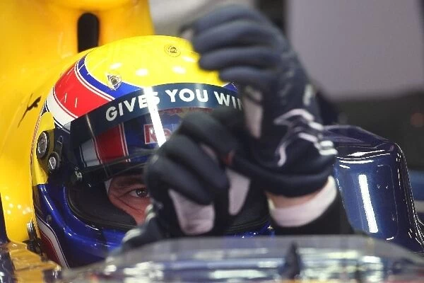 Formula One Testing: Mark Webber Red Bull Racing puts his gloves