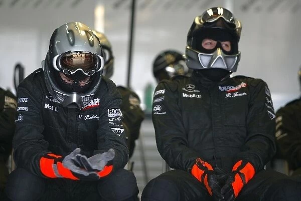 Formula One Testing: McLaren pit stop mechanics
