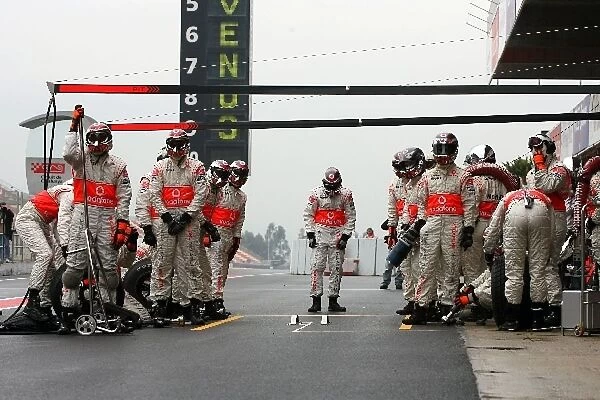 Formula One Testing: McLaren practice pit stops