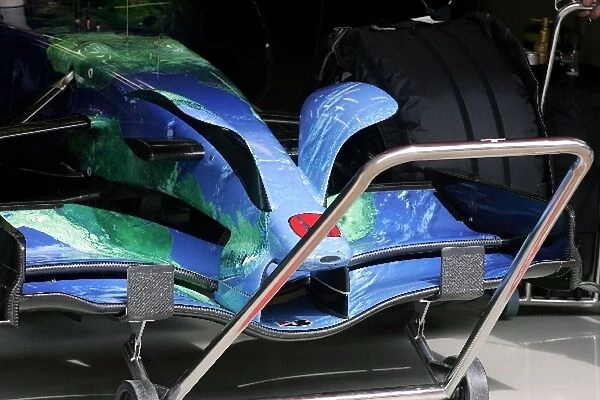 Formula One Testing: New Honda elephant ears front wing on the car of Christian Klien Honda RA107