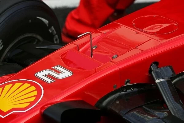 Formula One Testing: The new front wing on the Ferrari of Felipe Massa Ferrari F2008 with aero outlets at the top