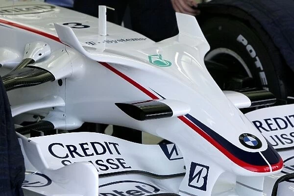 Formula One Testing: New winglets on the front wing of Nick Heidfeld BMW Sauber F1. 08