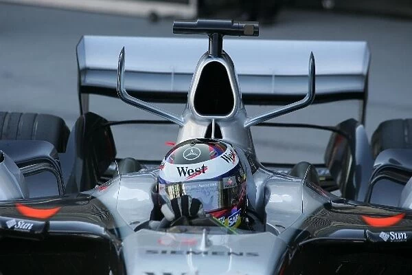 Formula One Testing: New wings on the Mclaren of Juan Pablo Montoya McLaren Mercedes MP4  /  20