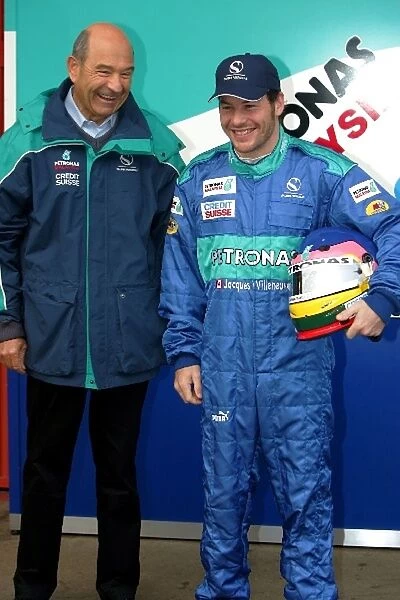 Formula One Testing: Peter Sauber Sauber Team Principal with Jacques Villeneuve Sauber