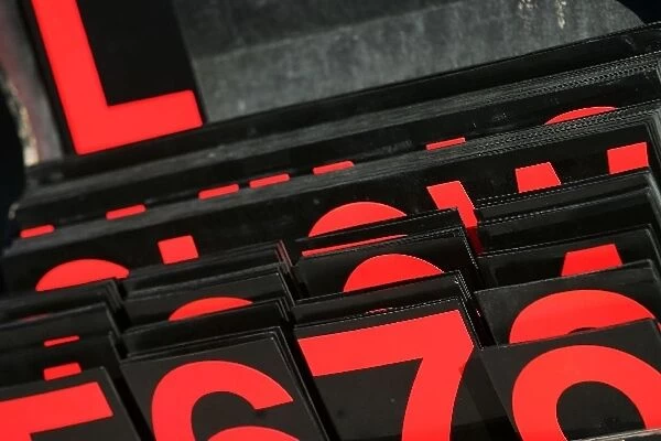 Formula One Testing: Pit board and pit board lettering for Lewis Hamilton McLaren