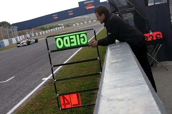 Formula One Testing: Pitboard for Giedo van der Garde Force India F1