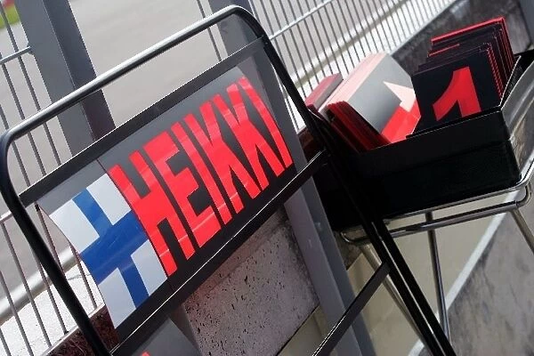 Formula One Testing: Pitboard for Heikki Kovalainen McLaren