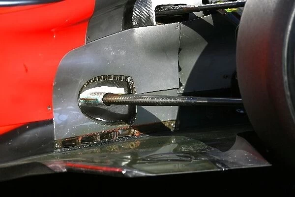 Formula One Testing: Rear suspension detail of the McLaren MP4-24