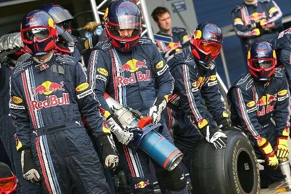 Formula One Testing: Red Bull pitstop practice