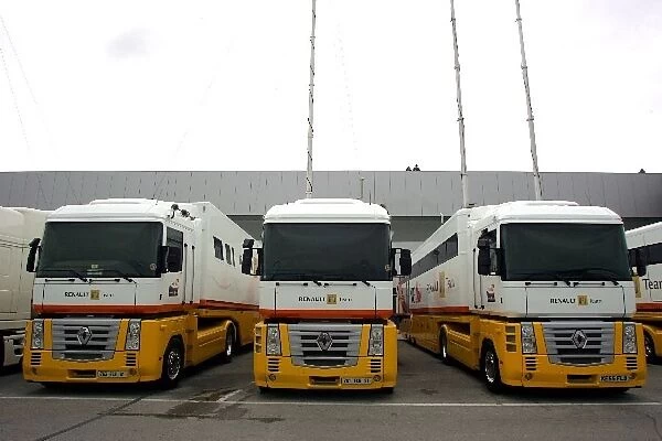 Formula One Testing: Renault transporters
