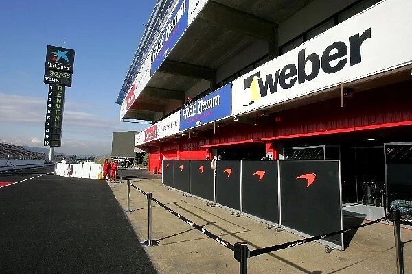 Formula One Testing: Screens up outside the McLaren garage