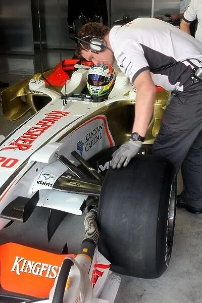 Formula One Testing: Slicks tyres on the car of Adrian Sutil Force India F1 VJM01
