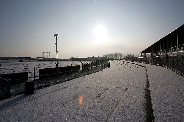 Formula One Testing: Snow on the track at Luffield