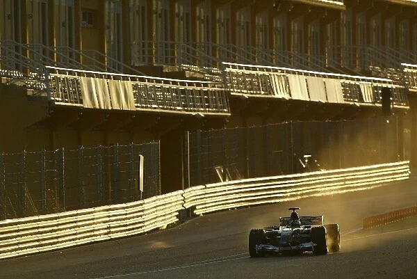 Formula One Testing: The sun sets at the end of a days testing