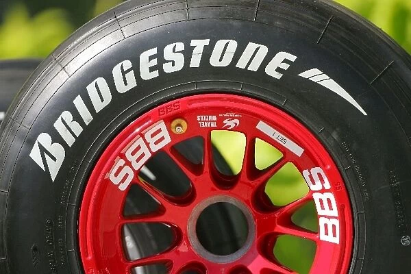 Formula One Testing: Super Aguri F1 Team travel wheels with Bridgestone tyres