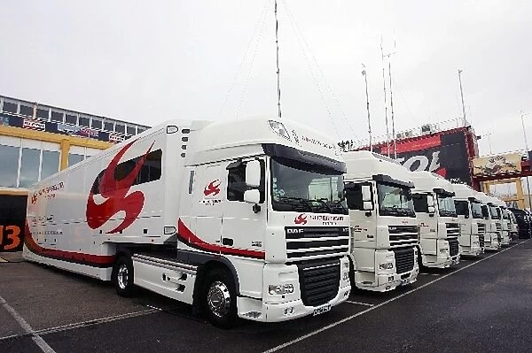 Formula One Testing: Super Aguri Racing F1 Team trucks in the paddock
