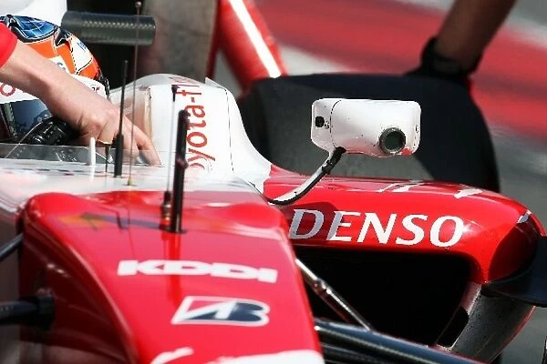 Formula One Testing: Timo Glock Toyota TF109 wing mirror camera detail