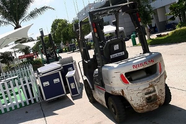 Formula One Testing: Toro Rosso fork-lift truck in the paddock