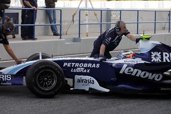 Formula One Testing: Williams not running their wheel fairings on the car of Nico Hulkenberg Williams FW29