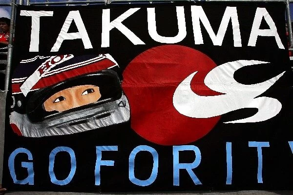 Formula One World Championship: Banner for Takuma Sato Super Aguri F1 Team