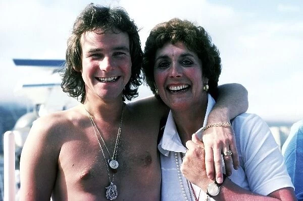 Formula One World Championship: Barry Sheene 500cc Motorbike World Champion with Bette Hill, widow of Graham and mother of Damon