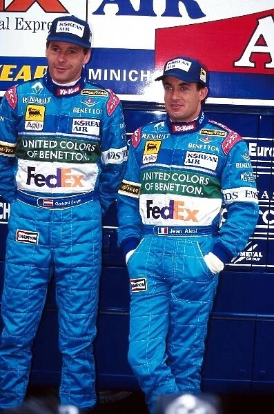 Formula One World Championship: Benetton team mates race winner Gerhard Berger and Jean Alesi Benetton
