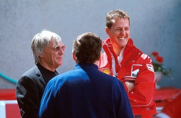 Formula One World Championship: Bernie Ecclestone F1 Supremo Jean Todt Ferrari and Michael Schumacher Ferrari