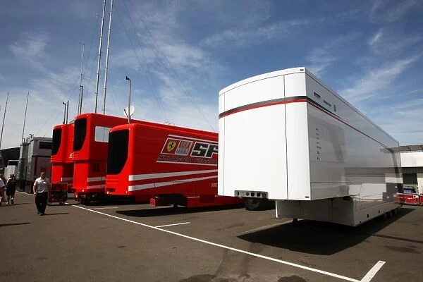 Formula One World Championship: BMW Sauber and Ferrari trucks minus their cabs