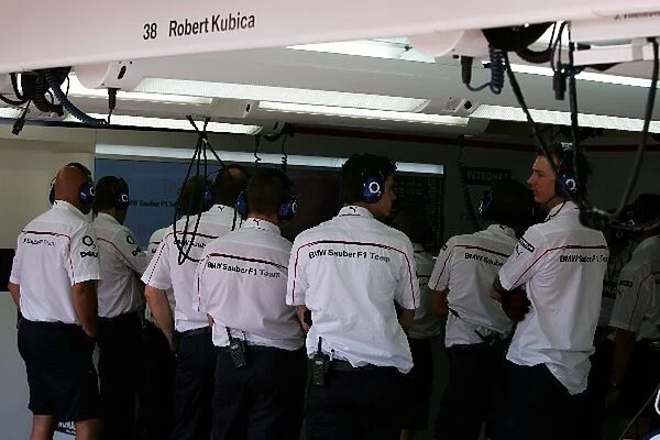 Formula One World Championship: BMW Sauber team watch practice