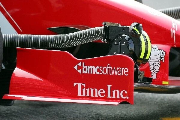 Formula One World Championship: Brake cooling fans on the front of the Toyota TF104B