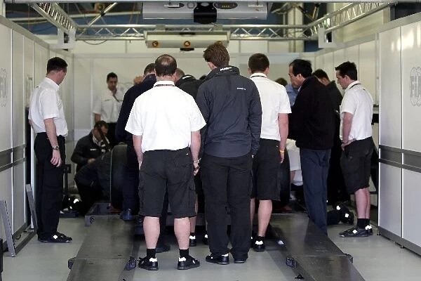 Formula One World Championship: Brawn GP car goes into scrutineering