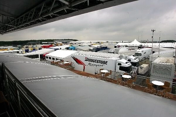 Formula One World Championship: Bridgestone trucks in the paddock