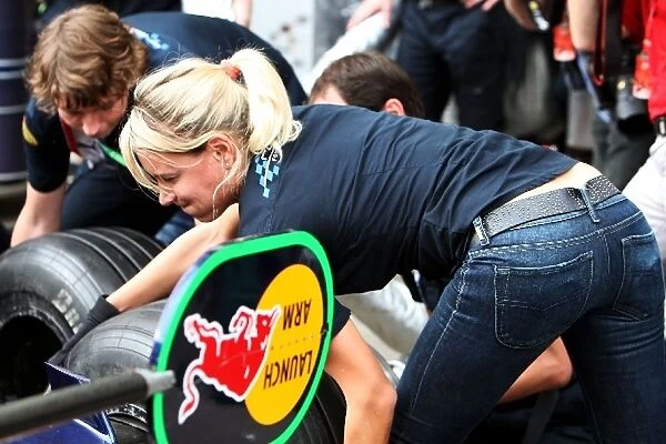 Formula One World Championship: Britta Roeske Red Bull Racing in pit stop practice