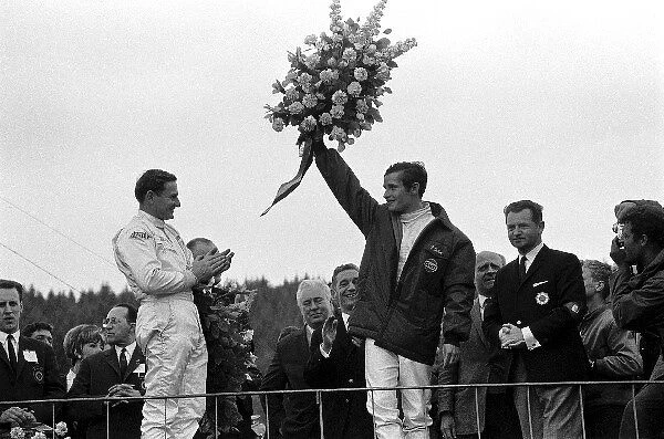 Formula One World Championship: Bruce McLaren winner for the first time in six years and the first win for the McLaren team applauds Jacky Ickx