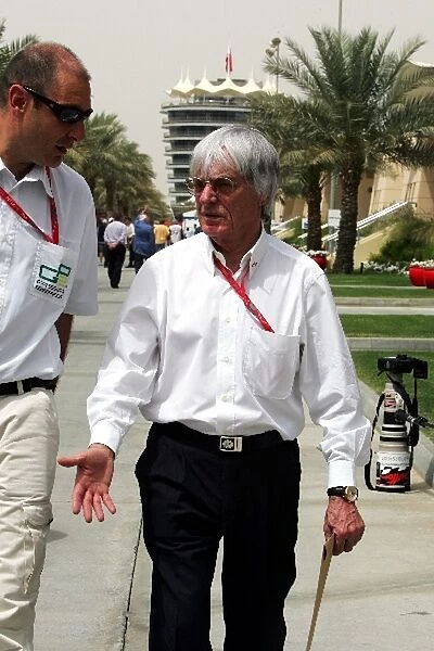 Formula One World Championship: Bruno Michel GP2 CEO talks with Bernie Ecclestone F1 Supremo