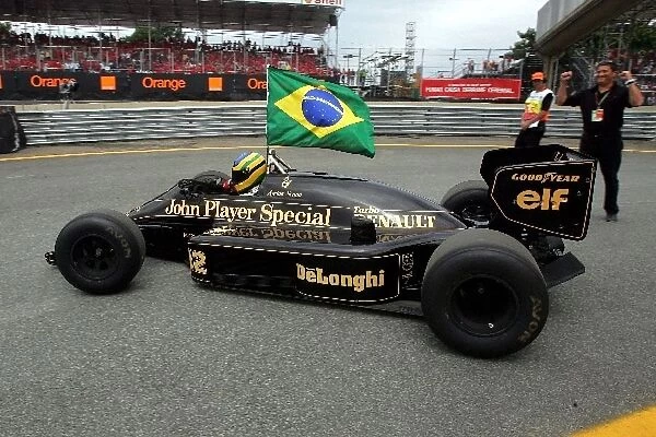 Formula One World Championship: Bruno Senna nephew of Ayrton Senna drives an ex-Ayrton Senna Lotus Renault 98T