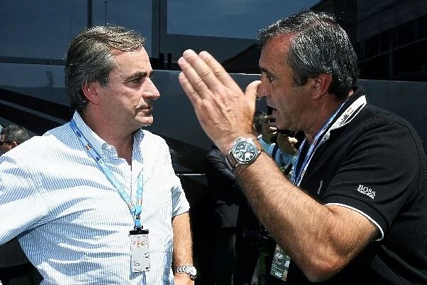 Formula One World Championship: Carlos Sainz talks with Severiano Ballesteros Golf legend